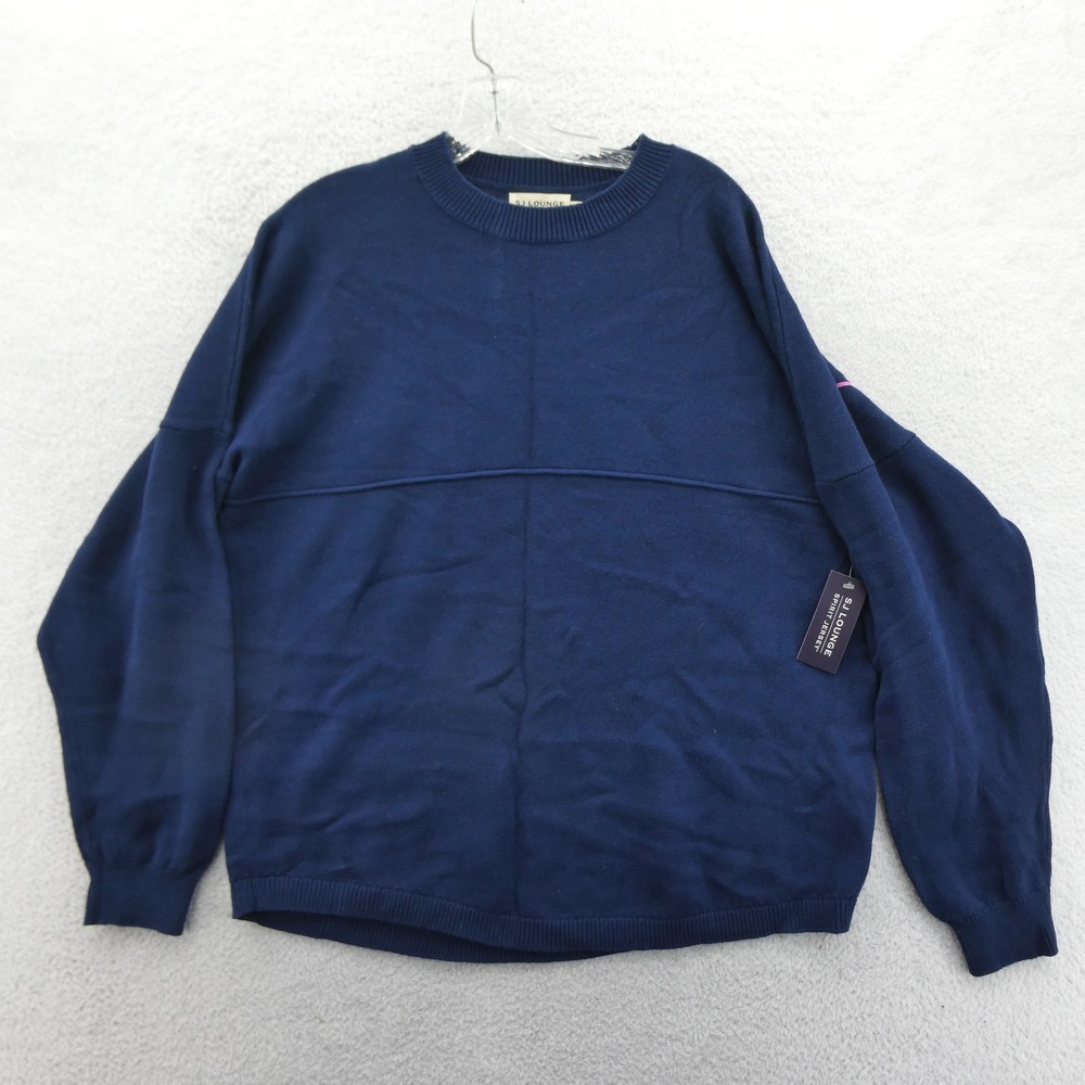SJ Lounge Sweater Women Medium Spirit Jersey Malibu Navy Blue Knit Long Sleeve‎